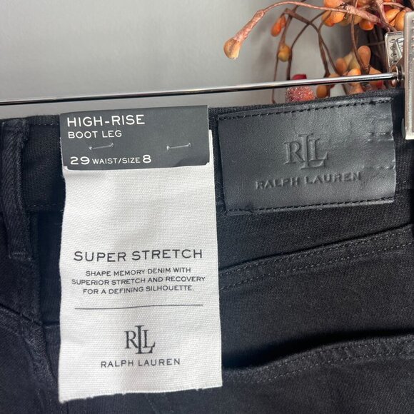 Lauren Ralph Lauren BLACK LABEL Women's Satin-Stripe High-Rise Boot Jeans Sz 8 - Picture 6 of 11